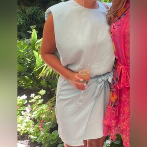Amanda Uprichard wrap dress with padded shoulders